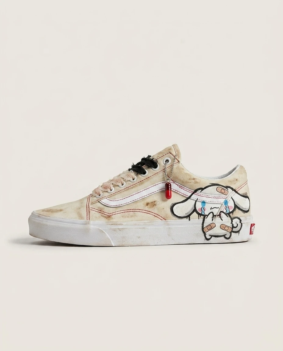 Vans Old Skool Shoes Wasteland Scarred Dog Dark Kawaii Grunge Custom 1 Vans Old Skool Shoes Wasteland Scarred Dog Dark Kawaii Grunge Custom