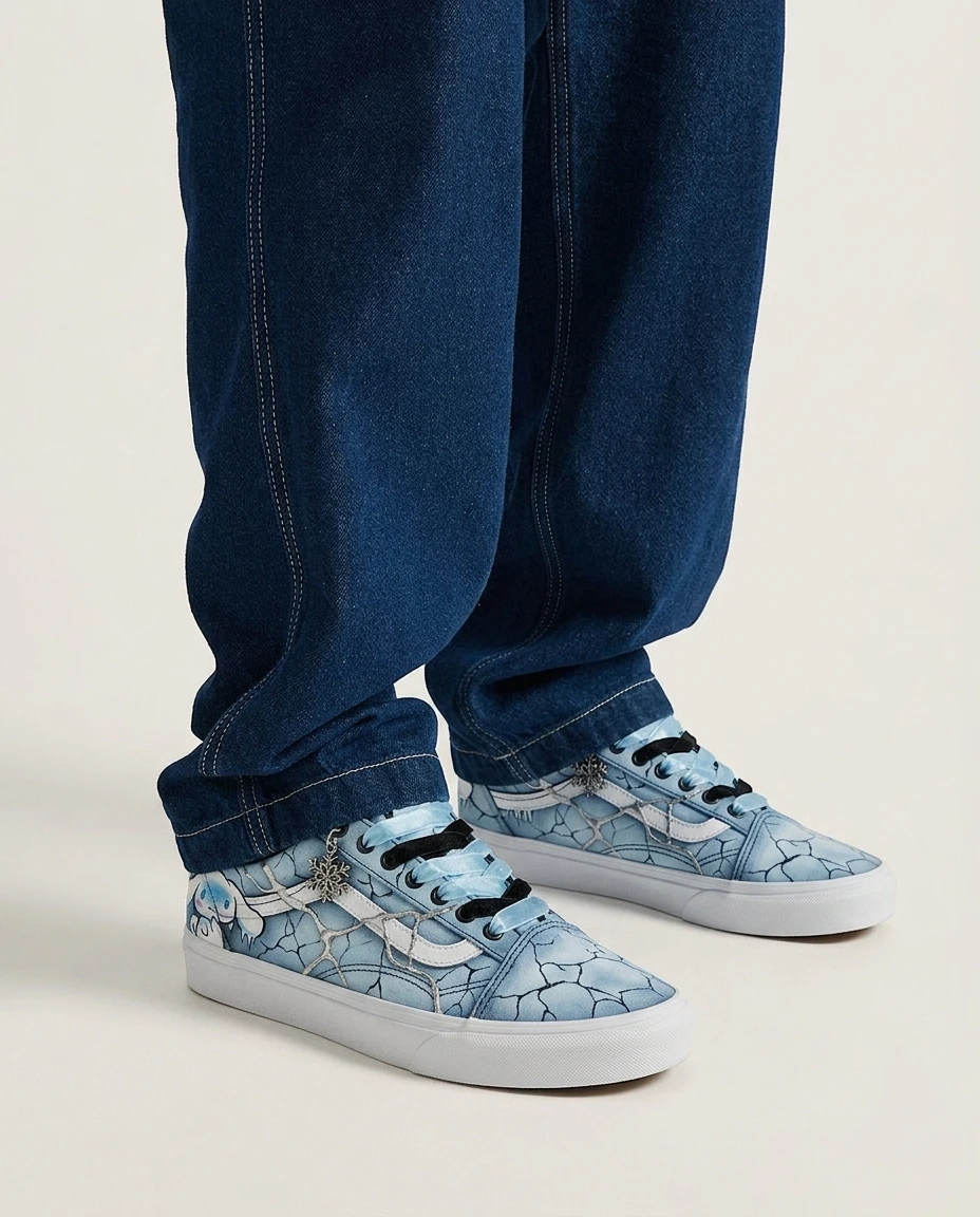 Vans Old Skool Shoes Shattered Glacier Blue Icy Cracked Graphics Custom 2 Vans Old Skool Shoes Shattered Glacier Blue Icy Cracked Graphics Custom - Image 2