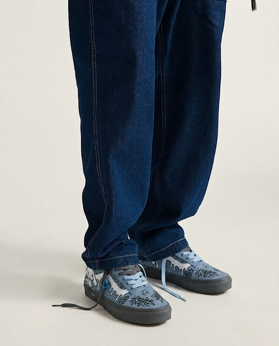 Vans Old Skool Shoes Melted Blue Tears Blue Drip Distressed Finish Custom 2 Vans Old Skool Shoes Melted Blue Tears Blue Drip Distressed Finish Custom - Image 2