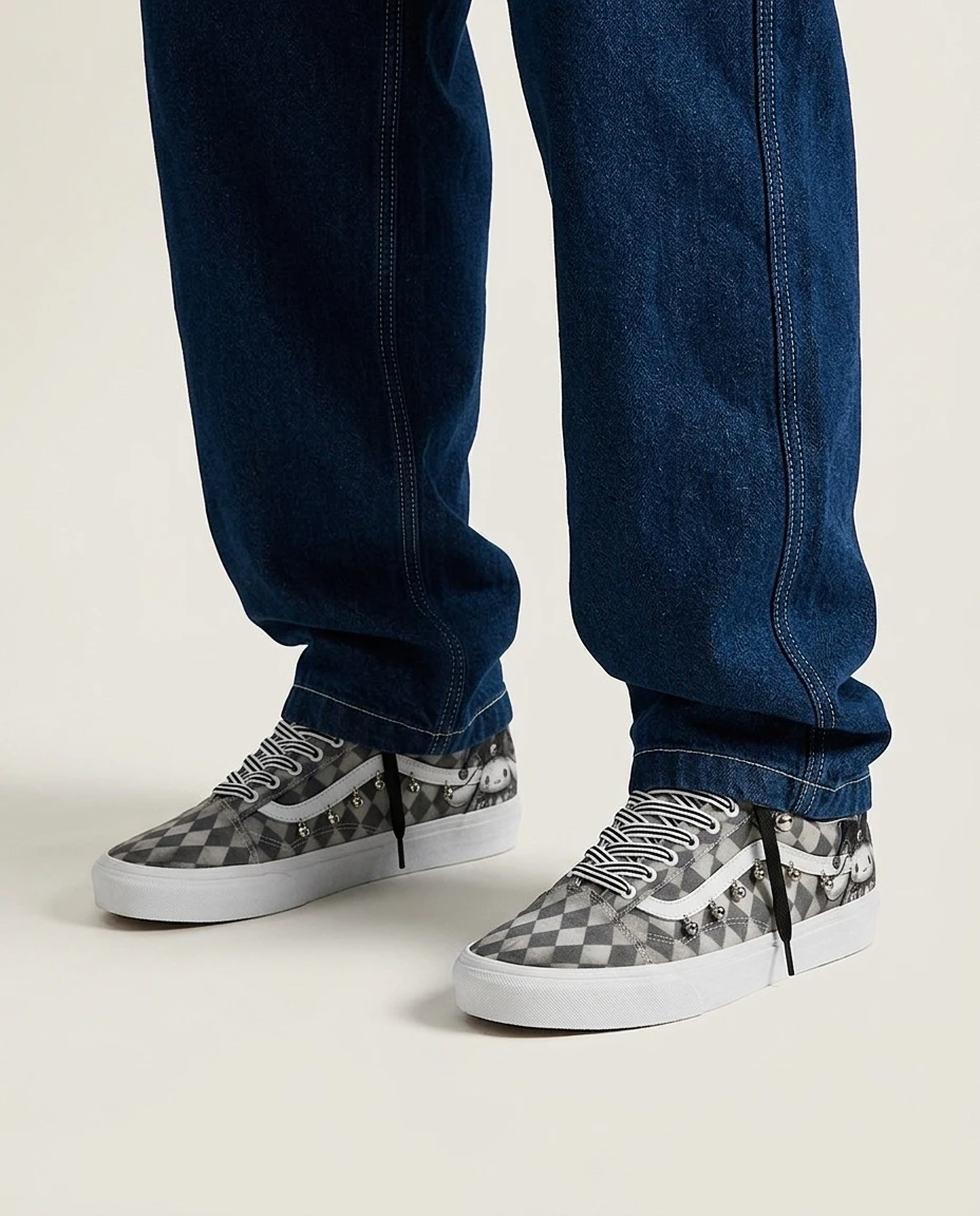 Vans Old Skool Shoes Gothic Jester Harlequin Goth Styling Custom 2 Vans Old Skool Shoes Gothic Jester Harlequin Goth Styling Custom - Image 2