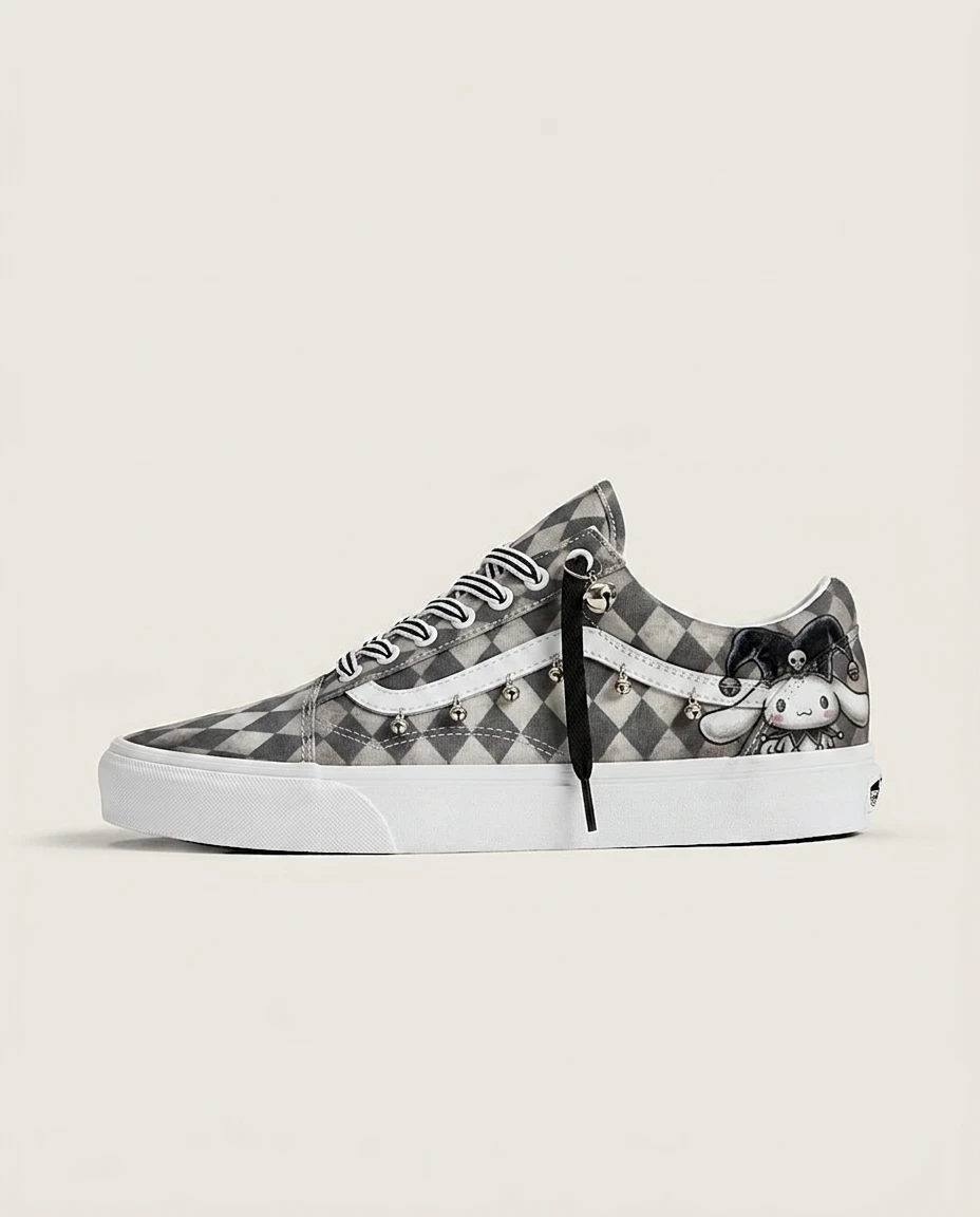 Vans Old Skool Shoes Gothic Jester Harlequin Goth Styling Custom 1 Vans Old Skool Shoes Gothic Jester Harlequin Goth Styling Custom