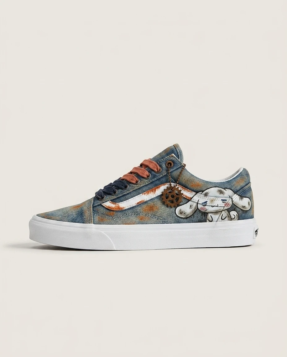Vans Old Skool Shoes Rusted Washed Blue Weathered Washed Finish Custom 1 Vans Old Skool Shoes Rusted Washed Blue Weathered Washed Finish Custom