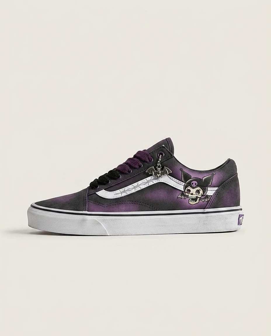 Vans Old Skool Shoes Gothic Purple Night Tattoo In Charcoal And Toxic Purple Custom 1 Vans Old Skool Shoes Gothic Purple Night Tattoo In Charcoal And Toxic Purple Custom