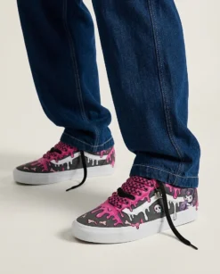 Vans Old Skool Shoes Melted Hot Pink Poison Kawaii Grunge Hot Pink Drip Artwork Custom -Vans Custom Shop Old Skool Shoe 001 LLM 20260430 030 detail 1