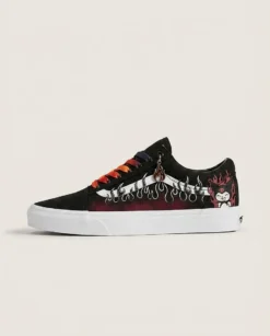 Vans Old Skool Shoes Purgatory Black Flames Infernal Flame Graphics Custom