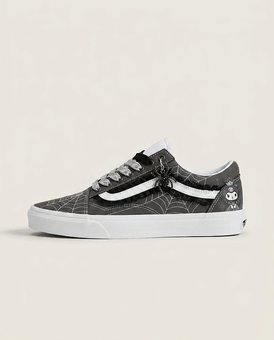 Vans Old Skool Shoes Lace Skull Spider Cobweb Stitch Detail Custom 1 Vans Old Skool Shoes Lace Skull Spider Cobweb Stitch Detail Custom