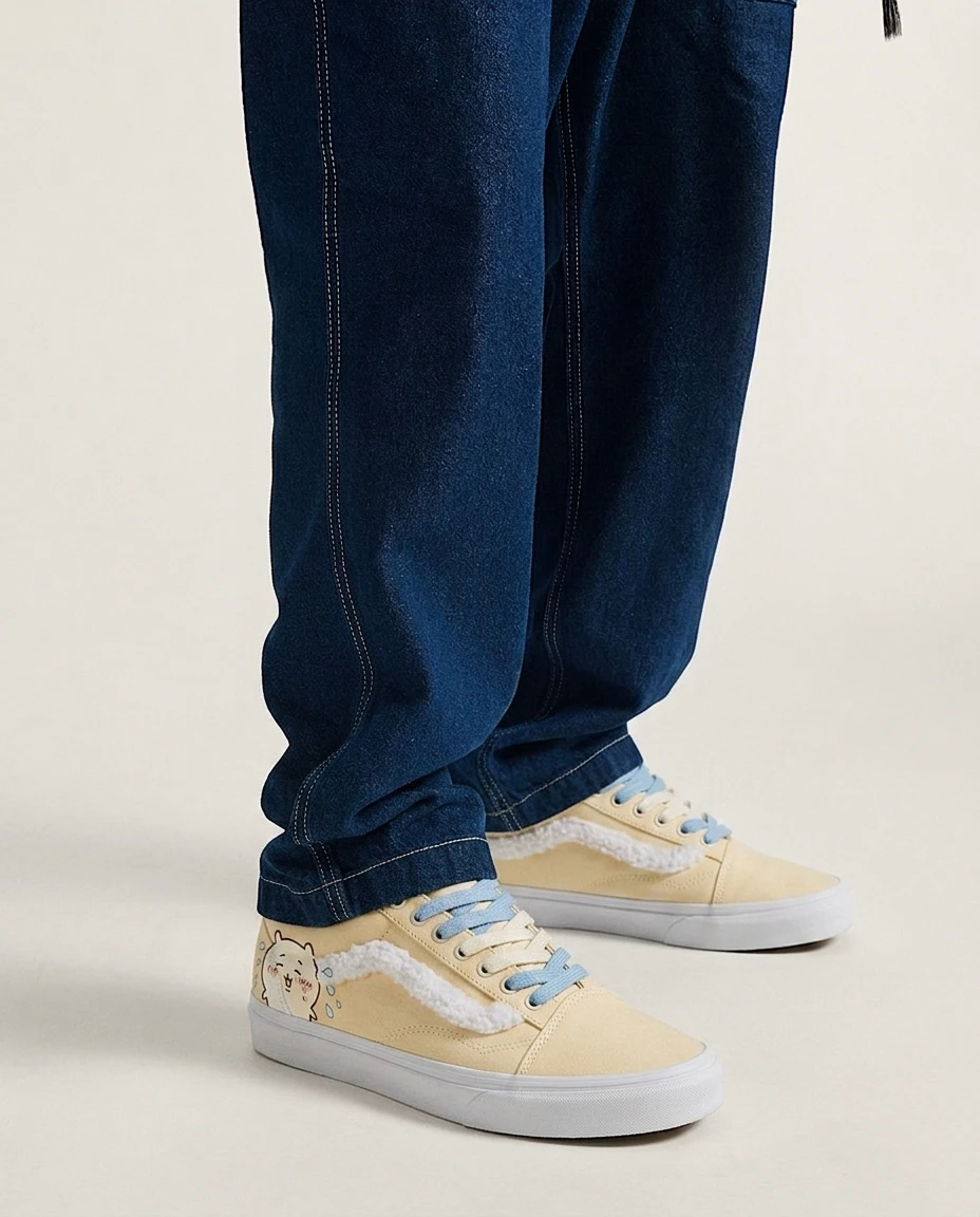 Vans Old Skool Shoes Cream Cloud Tears Chiikawa Pastel Kawaii Character Detail Custom 2 Vans Old Skool Shoes Cream Cloud Tears Chiikawa Pastel Kawaii Character Detail Custom - Image 2