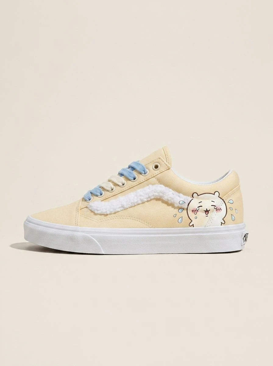 Vans Old Skool Shoes Cream Cloud Tears Chiikawa Pastel Kawaii Character Detail Custom 1 Vans Old Skool Shoes Cream Cloud Tears Chiikawa Pastel Kawaii Character Detail Custom