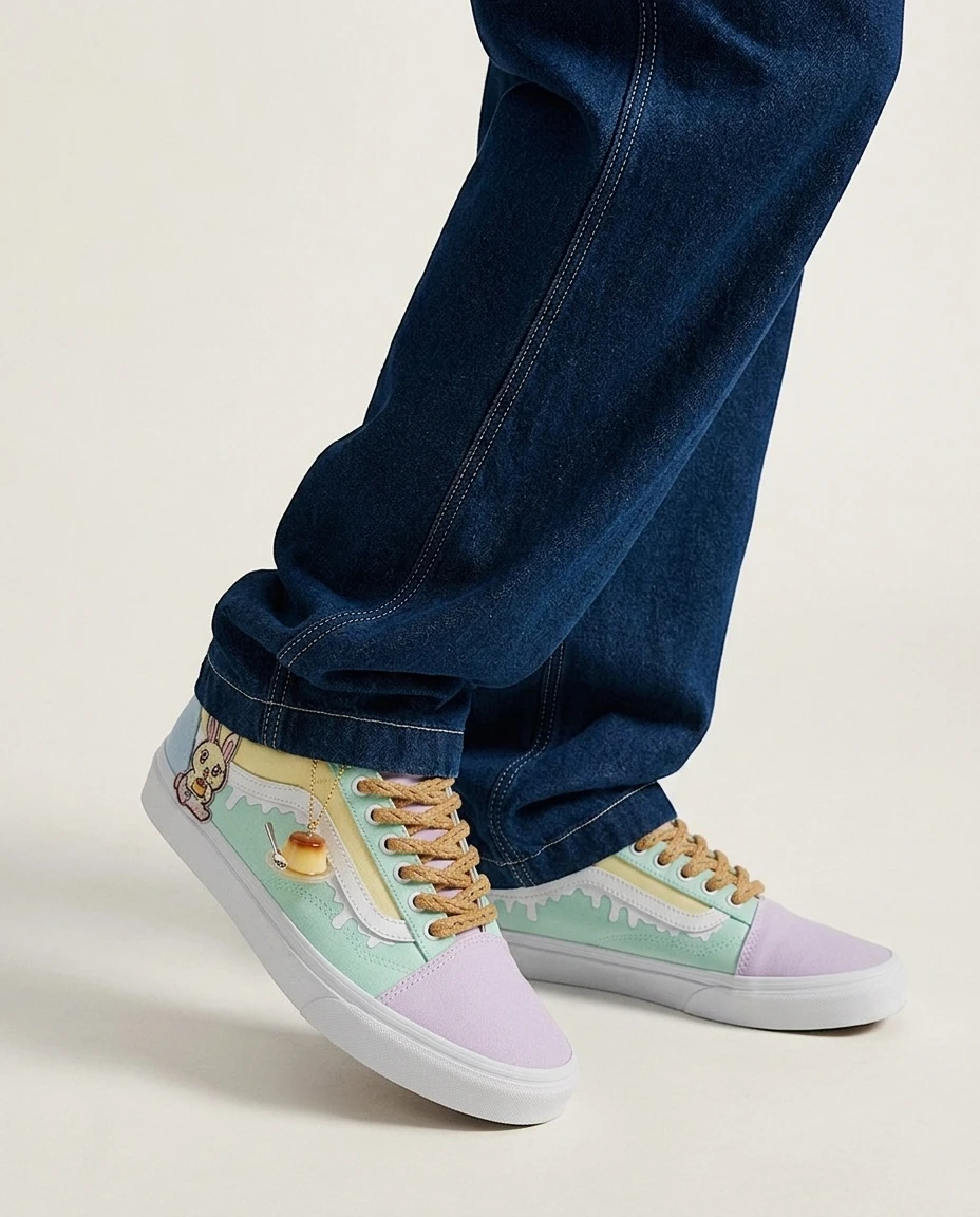 Vans Old Skool Shoes Butter Pudding Mania Usagi Pastel Yellow Usagi Graphic Custom 2 Vans Old Skool Shoes Butter Pudding Mania Usagi Pastel Yellow Usagi Graphic Custom - Image 2