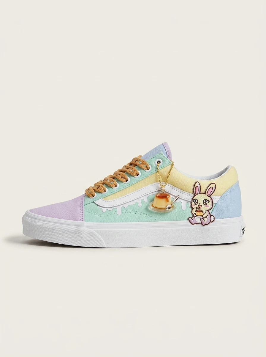 Vans Old Skool Shoes Butter Pudding Mania Usagi Pastel Yellow Usagi Graphic Custom 1 Vans Old Skool Shoes Butter Pudding Mania Usagi Pastel Yellow Usagi Graphic Custom