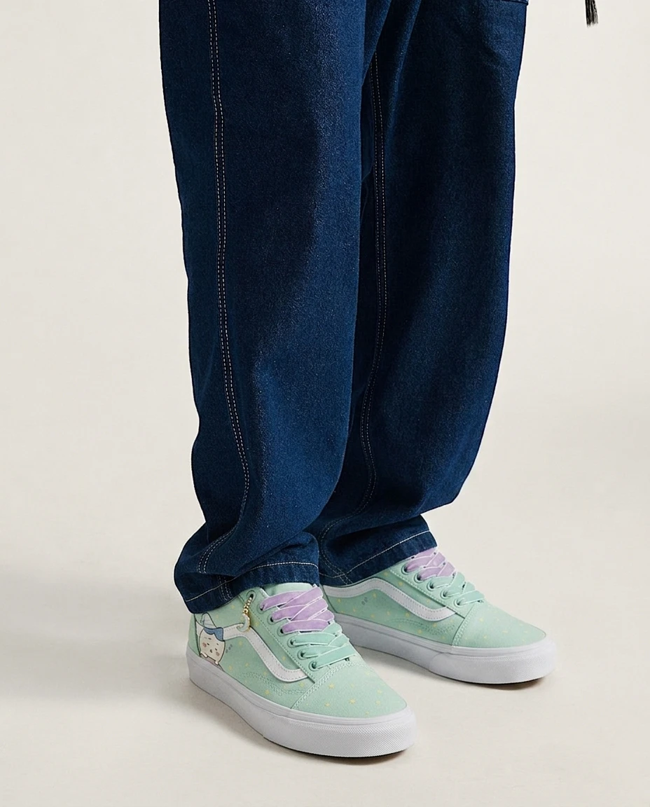 Vans Old Skool Shoes Pajama Starry Party Pastel Mint Lace-up Custom 2 Vans Old Skool Shoes Pajama Starry Party Pastel Mint Lace-up Custom - Image 2