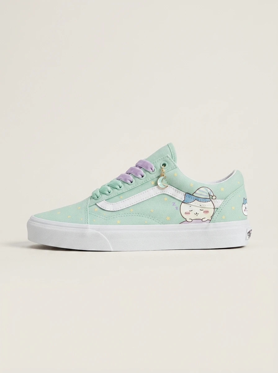 Vans Old Skool Shoes Pajama Starry Party Pastel Mint Lace-up Custom 1 Vans Old Skool Shoes Pajama Starry Party Pastel Mint Lace-up Custom