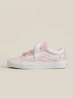 Pearl & Lace Maiden Custom Vans Old Skool Shoes | Pastel Lace-up Pearl And Lace Details