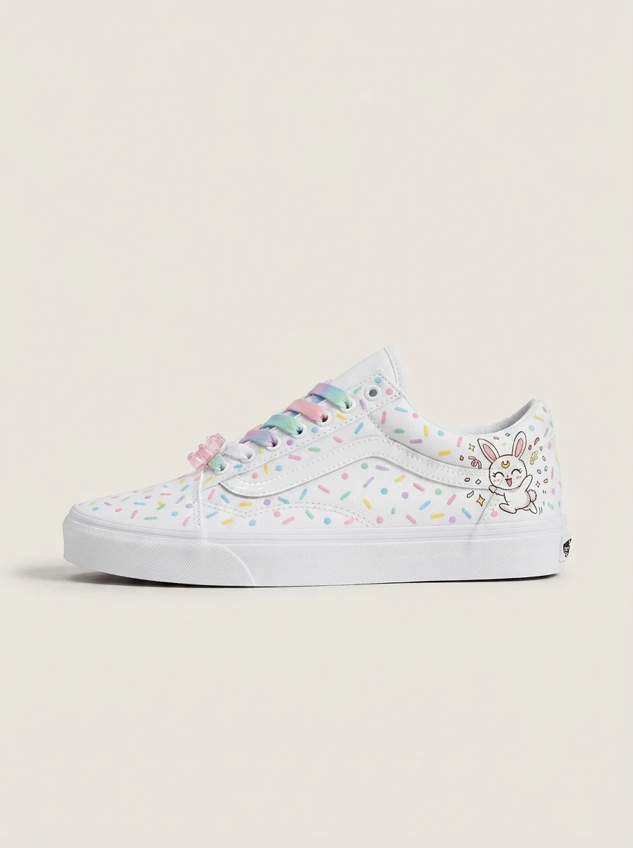 Vans Old Skool Shoes Candy Sprinkles Polka Dot Pastel Polka Dot Usagi Heel Graphic Custom 1 Vans Old Skool Shoes Candy Sprinkles Polka Dot Pastel Polka Dot Usagi Heel Graphic Custom