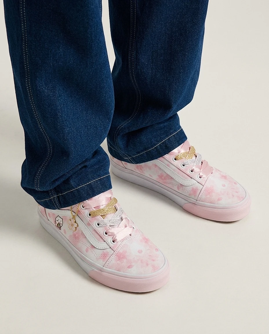 Vans Old Skool Shoes Sakura Festival Watercolor Lace-up Cherry Blossom Artwork Custom 2 Vans Old Skool Shoes Sakura Festival Watercolor Lace-up Cherry Blossom Artwork Custom - Image 2