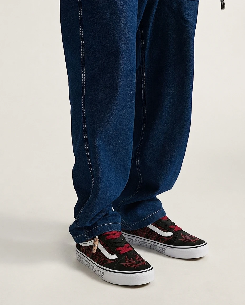 Vans Old Skool Shoes Demon King Tattoos Glossy Vinyl Goth Finish Custom 2 Vans Old Skool Shoes Demon King Tattoos Glossy Vinyl Goth Finish Custom - Image 2