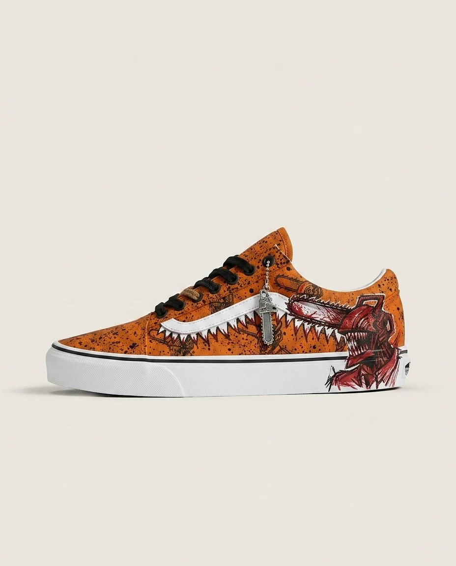 Vans Old Skool Shoes Chainsaw Ripcord Dark Anime Custom 1 Vans Old Skool Shoes Chainsaw Ripcord Dark Anime Custom