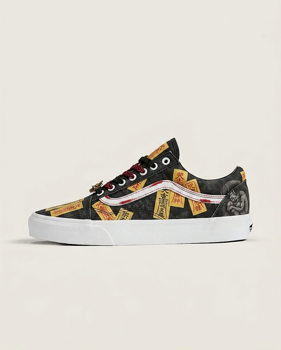 Vans Old Skool Shoes Cursed Talisman Seals Dark Anime Ofuda Seal Graphics Custom 1 Vans Old Skool Shoes Cursed Talisman Seals Dark Anime Ofuda Seal Graphics Custom