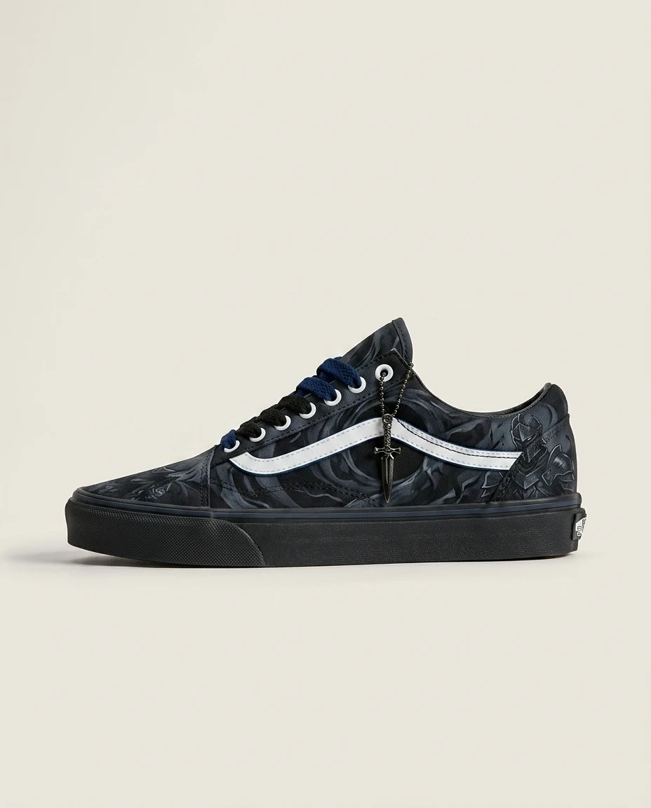 Vans Old Skool Shoes Necromancer s Shadow Army Dark Anime Custom 1 Vans Old Skool Shoes Necromancer s Shadow Army Dark Anime Custom