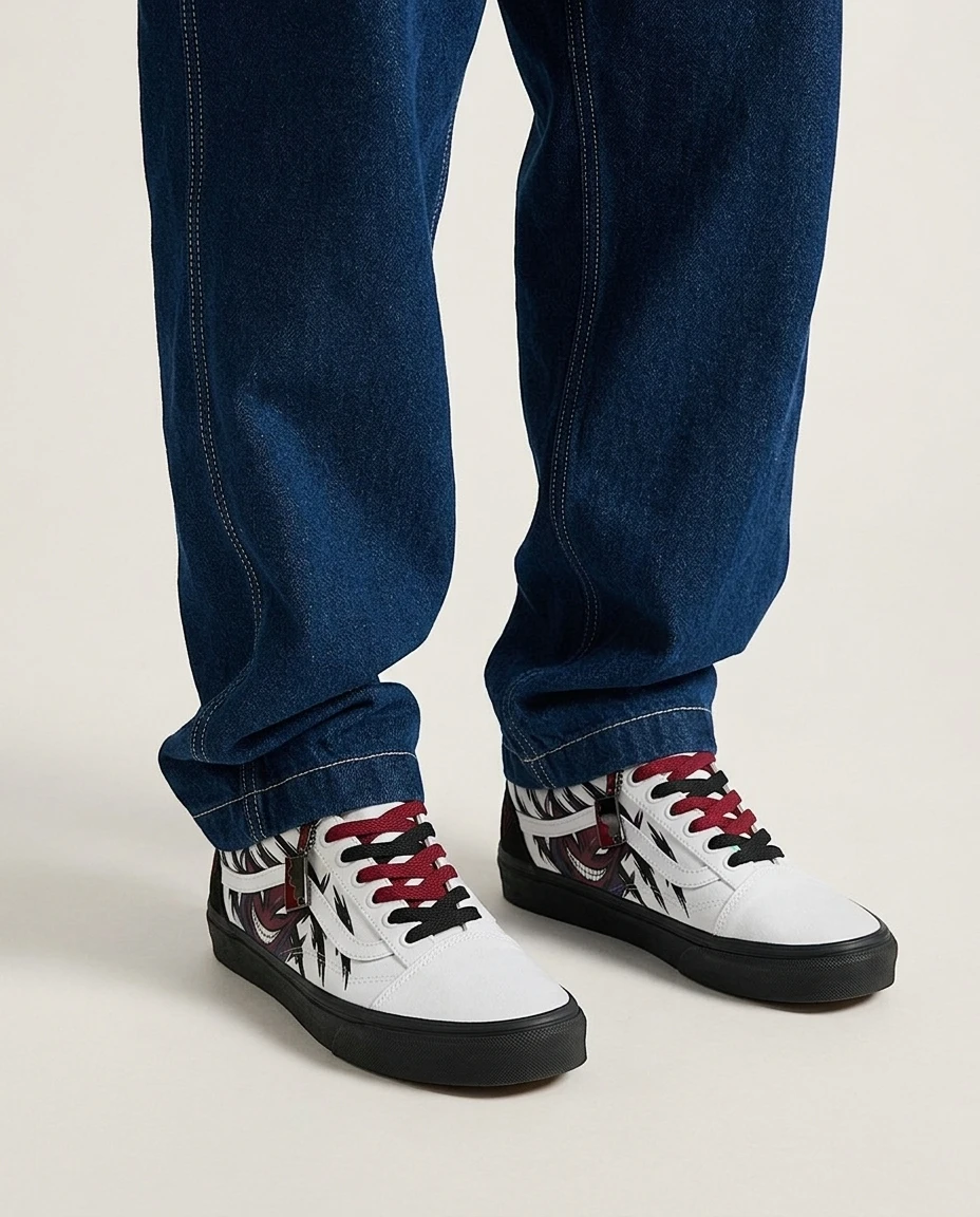 Vans Old Skool Shoes Crimson Slash Marks Dark Anime Lace-up Closure Custom 2 Vans Old Skool Shoes Crimson Slash Marks Dark Anime Lace-up Closure Custom - Image 2