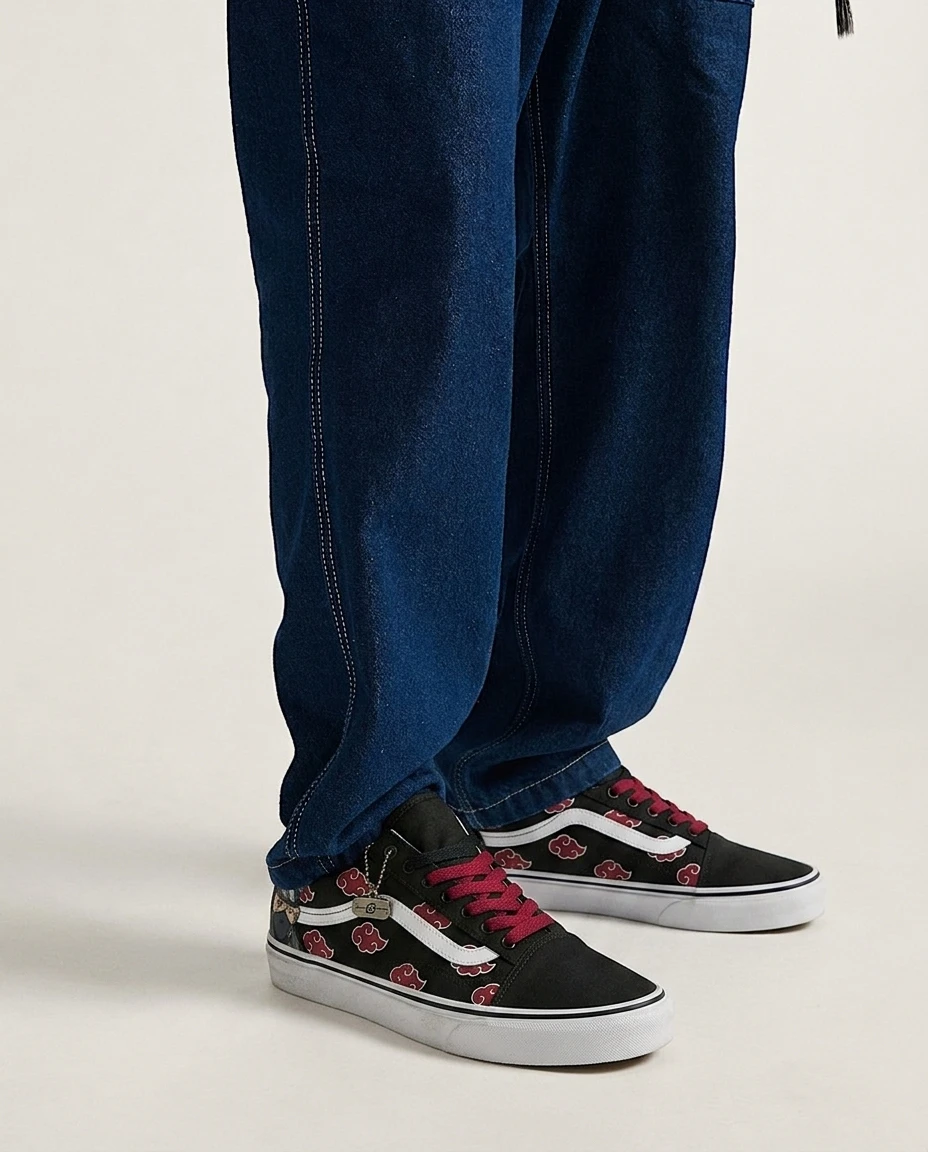 Vans Old Skool Shoes Akatsuki Crimson Clouds Black Red Cloud Artwork Custom 2 Vans Old Skool Shoes Akatsuki Crimson Clouds Black Red Cloud Artwork Custom - Image 2