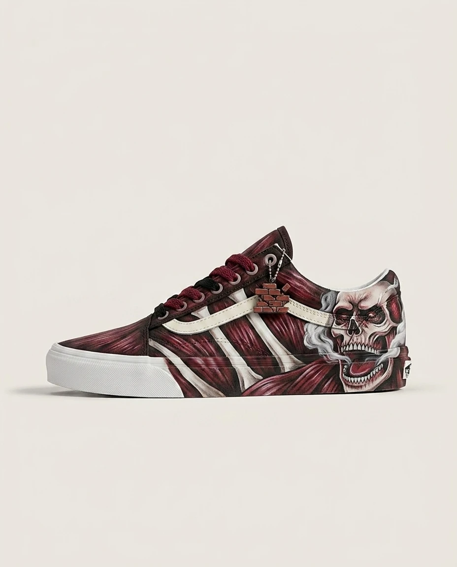 Vans Old Skool Shoes Colossal Titan Muscle Dark Anime Titan Artwork Custom 1 Vans Old Skool Shoes Colossal Titan Muscle Dark Anime Titan Artwork Custom
