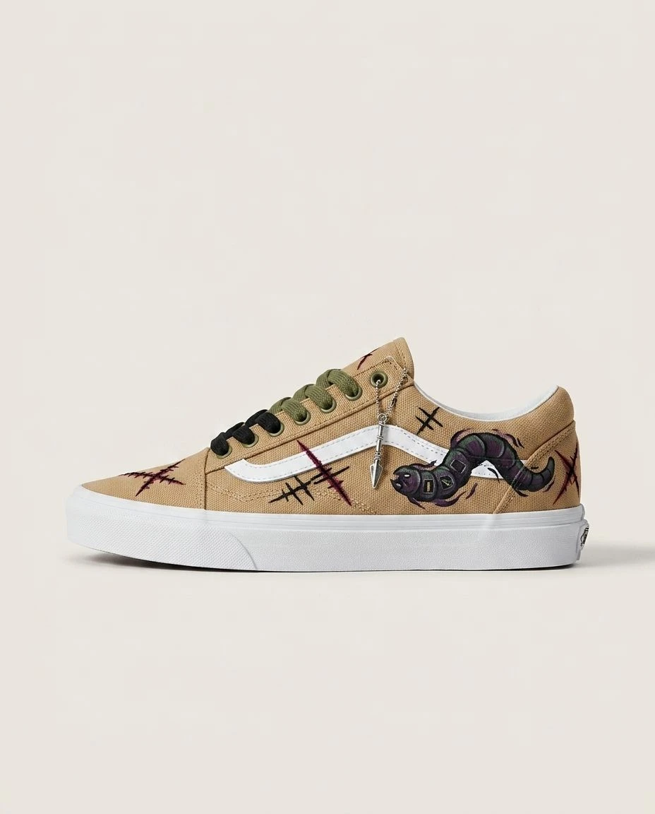 Vans Old Skool Shoes Heavenly Tyrant Scars Dark Anime Mismatched Laces Custom 1 Vans Old Skool Shoes Heavenly Tyrant Scars Dark Anime Mismatched Laces Custom