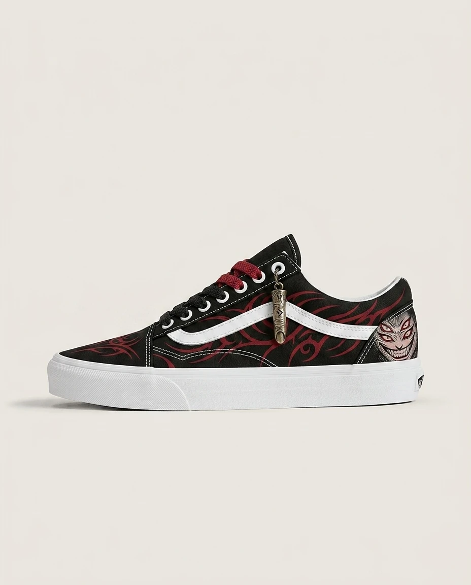 Vans Old Skool Shoes Demon King Tattoos Dark Anime Upper Custom 1 Vans Old Skool Shoes Demon King Tattoos Dark Anime Upper Custom