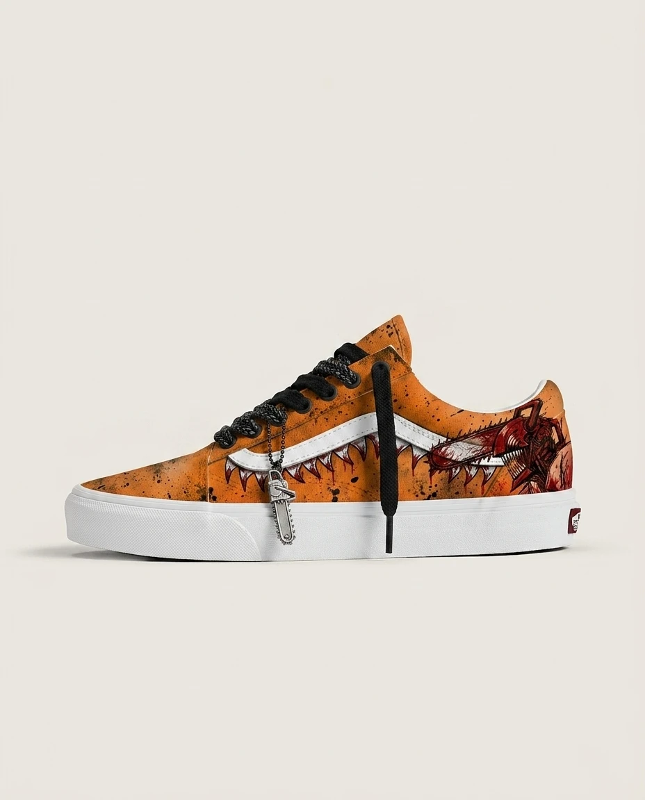 Vans Old Skool Shoes Chainsaw Ripcord Dark Anime Custom 1 Vans Old Skool Shoes Chainsaw Ripcord Dark Anime Custom