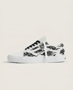 Ten Shadows Wolves Custom Vans Old Skool Shoes | Dark Anime Ink Wash Wolf Artwork