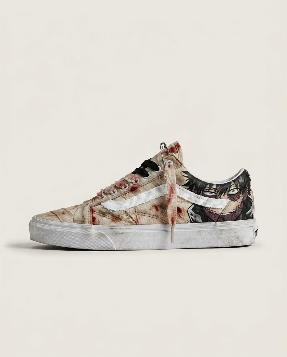Vans Old Skool Shoes Bloody Medical Bandages Dark Anime Bandage-wrap Detailing Custom 1 Vans Old Skool Shoes Bloody Medical Bandages Dark Anime Bandage-wrap Detailing Custom