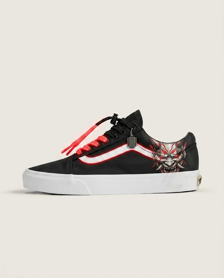 Vans Old Skool Shoes Cyberpunk Neon Oni Dark Anime Neon Oni Artwork Custom 1 Vans Old Skool Shoes Cyberpunk Neon Oni Dark Anime Neon Oni Artwork Custom