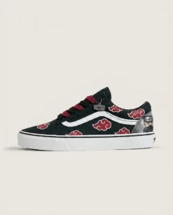 Akatsuki Crimson Clouds Custom Vans Old Skool Shoes | Black Crimson Cloud Graphics