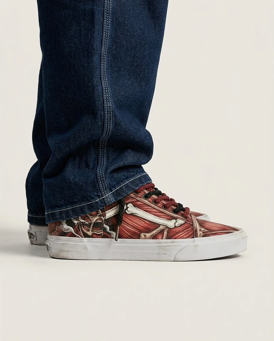 Vans Old Skool Shoes Colossal Titan Muscle Dark Anime Custom 2 Vans Old Skool Shoes Colossal Titan Muscle Dark Anime Custom - Image 2