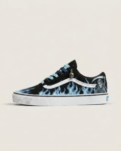 Vans Old Skool Shoes Underworld Blue Flames Dark Anime Blue Flame Artwork Custom
