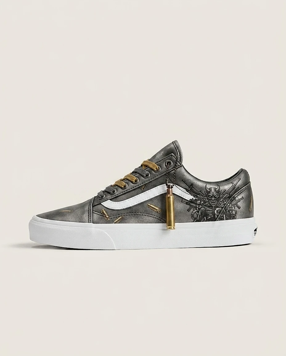 Vans Old Skool Shoes Gun Devil Bullet Shells Dark Anime Bullet Shell Graphics Custom 1 Vans Old Skool Shoes Gun Devil Bullet Shells Dark Anime Bullet Shell Graphics Custom