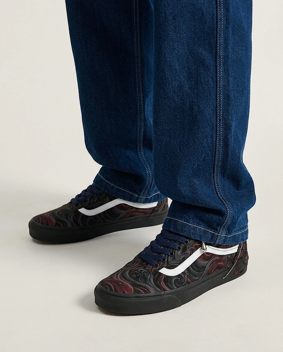 Vans Old Skool Shoes Dark Water Dragon Dark Anime Custom 2 Vans Old Skool Shoes Dark Water Dragon Dark Anime Custom - Image 2