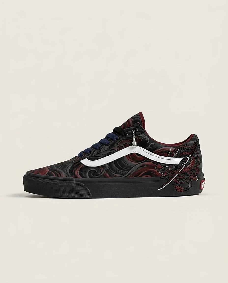 Vans Old Skool Shoes Dark Water Dragon Dark Anime Custom 1 Vans Old Skool Shoes Dark Water Dragon Dark Anime Custom