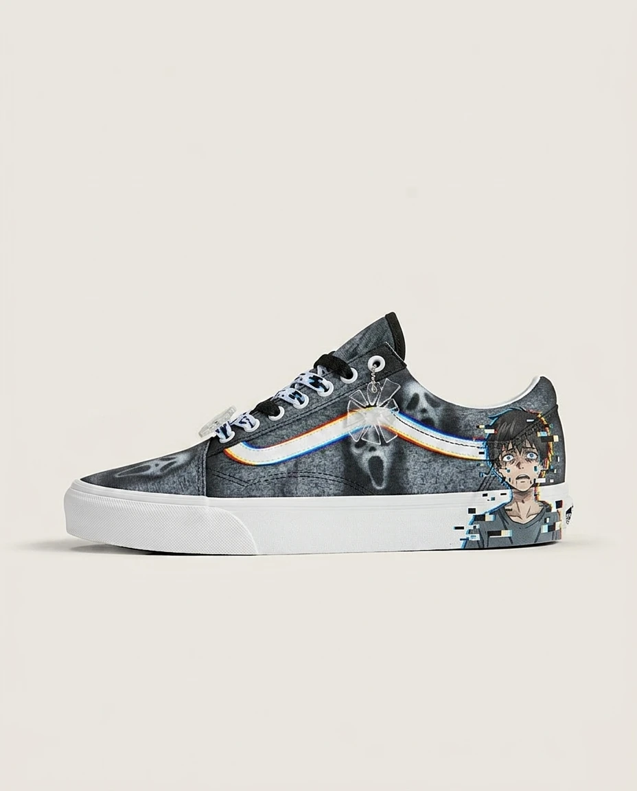 Vans Old Skool Shoes Corrupted Soul Glitch Dark Anime Glitch Custom 1 Vans Old Skool Shoes Corrupted Soul Glitch Dark Anime Glitch Custom