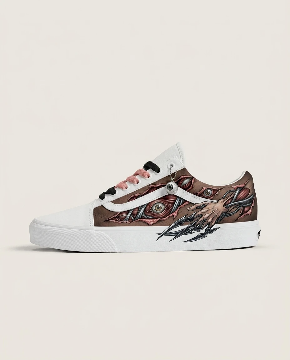 Vans Old Skool Shoes Alien Parasite Lace-up Artwork Custom 1 Vans Old Skool Shoes Alien Parasite Lace-up Artwork Custom