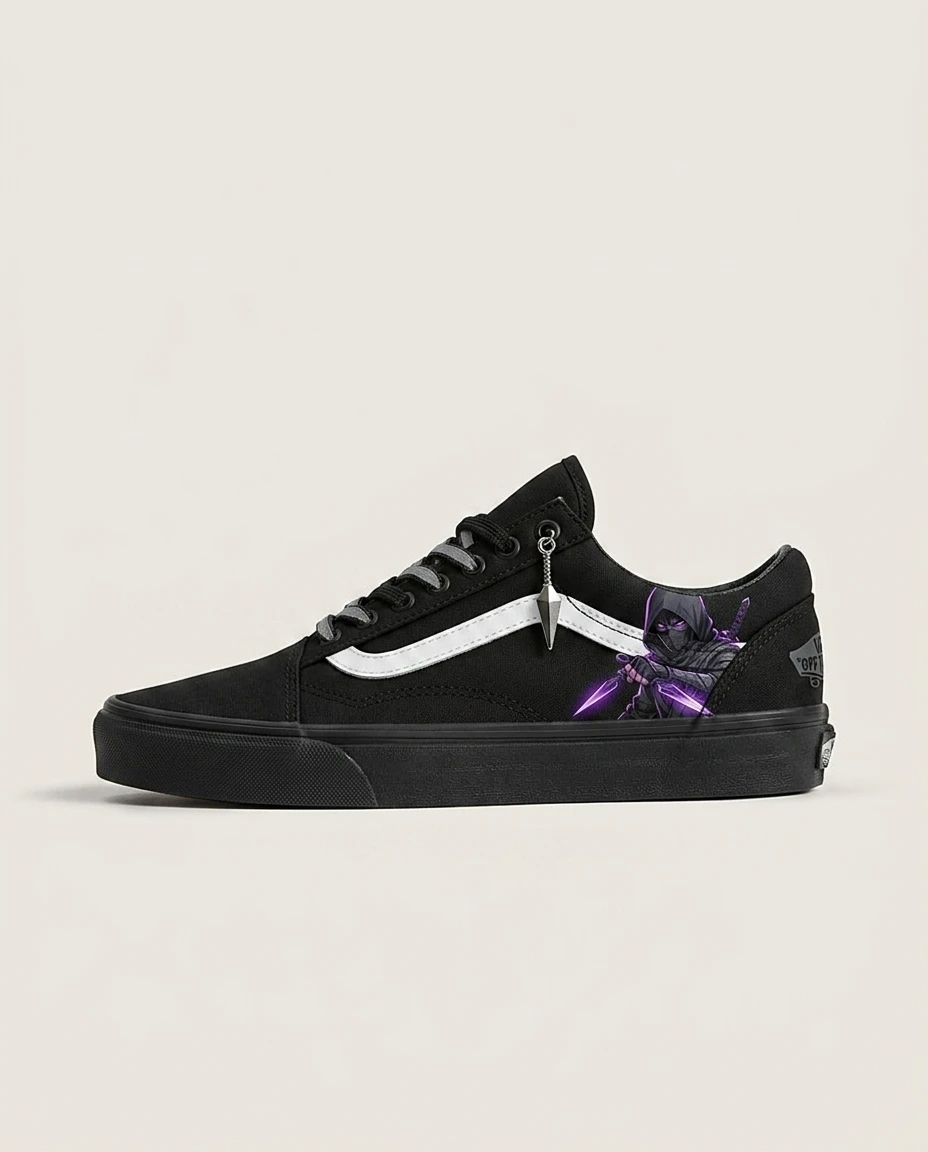 Vans Old Skool Shoes Assassin s Stealth Gear Dark Anime Lace-up Custom 1 Vans Old Skool Shoes Assassin s Stealth Gear Dark Anime Lace-up Custom