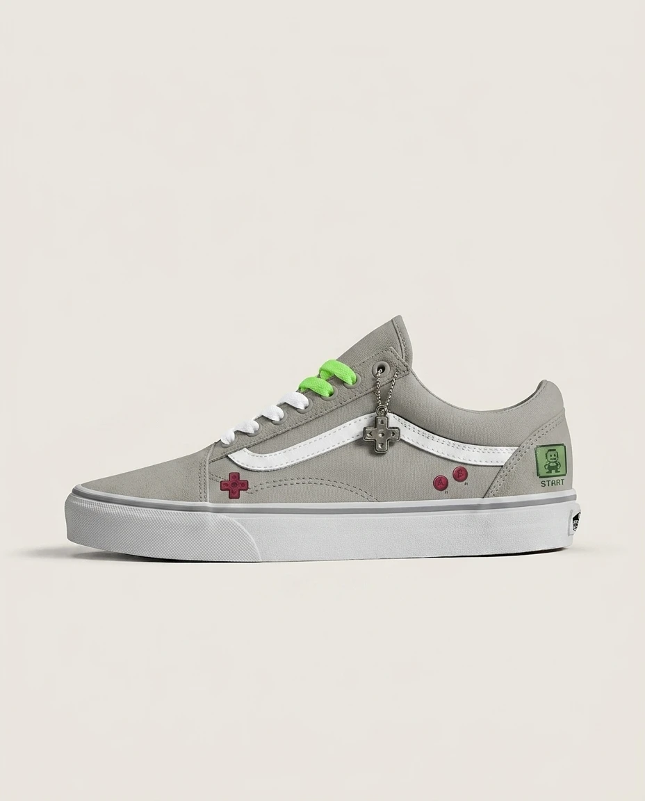 Vans Old Skool Shoes Classic Handheld Grey 90s Retro Custom 1 Vans Old Skool Shoes Classic Handheld Grey 90s Retro Custom