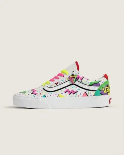 90s Memphis Pop Custom Vans Old Skool Shoes | Neon Memphis Graphics