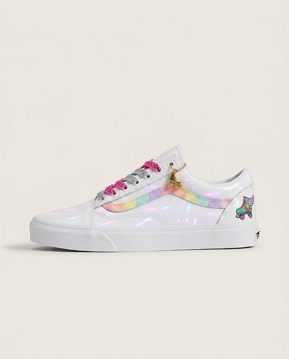 Vans Old Skool Shoes Roller Rink Disco 90s Retro Pastel Rainbow Details Custom 1 Vans Old Skool Shoes Roller Rink Disco 90s Retro Pastel Rainbow Details Custom
