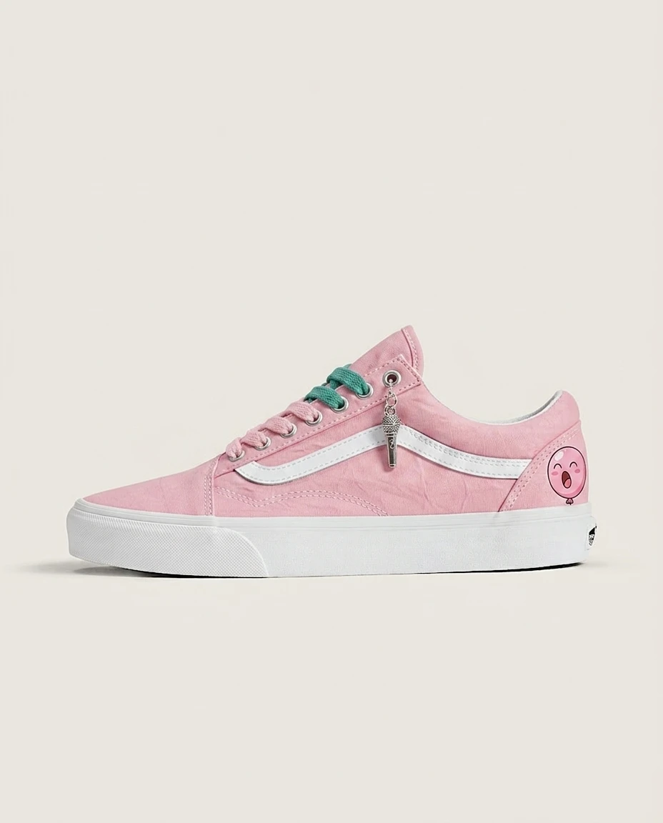 Vans Old Skool Shoes Pink Balloon Singer 90s Retro Custom 1 Vans Old Skool Shoes Pink Balloon Singer 90s Retro Custom