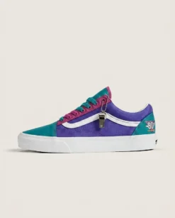 90s Windbreaker Crinkle Custom Vans Old Skool Shoes | 90s Retro Bold Color Blocking