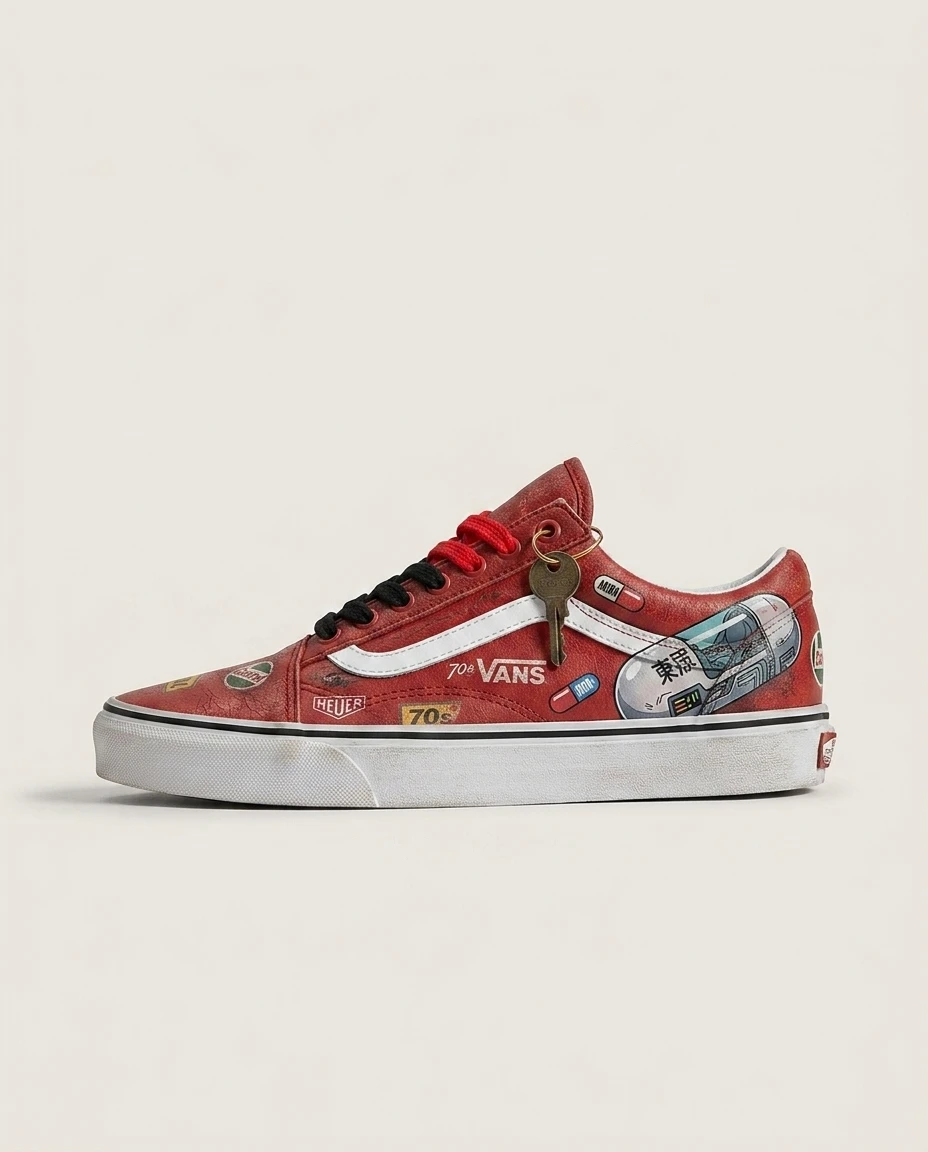 Vans Old Skool Shoes Red Capsule Bike Gang 90s Retro Upper Custom 1 Vans Old Skool Shoes Red Capsule Bike Gang 90s Retro Upper Custom