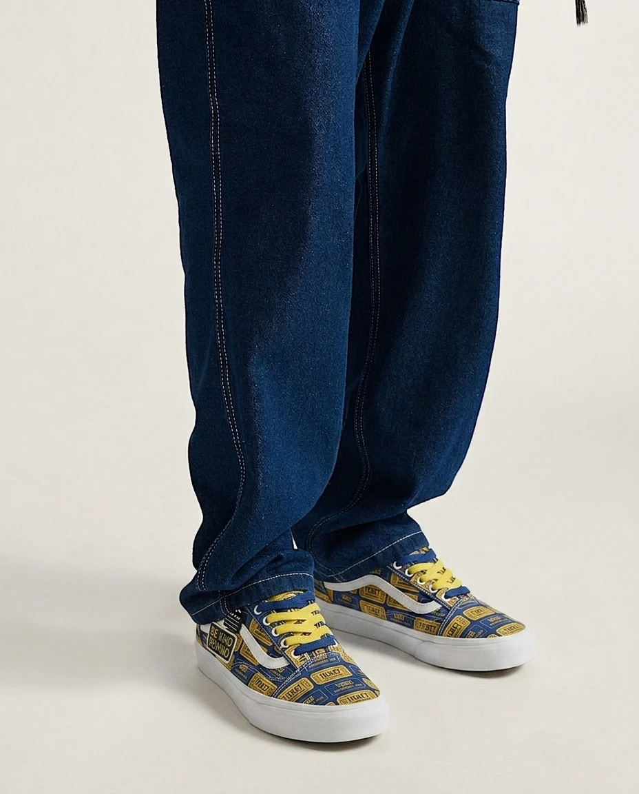 Vans Old Skool Shoes Video Rental Blue/Yellow 90s Retro Video Rental Color Blocking Custom 2 Vans Old Skool Shoes Video Rental Blue/Yellow 90s Retro Video Rental Color Blocking Custom - Image 2