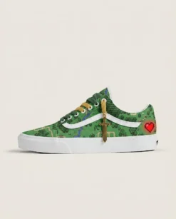 8 Bit Zelda Heart Custom Vans Old Skool Shoes | Pixel Art Upper