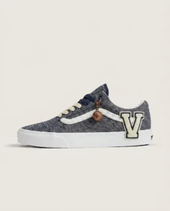 Varsity Jacket Chenille Custom Vans Old Skool Shoes | 90s Retro Chenille Sidestripe